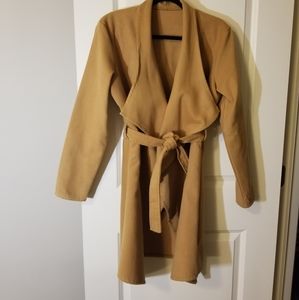 NWOT Camel Wide-Lapel Wrap Jacket